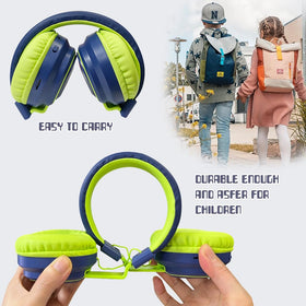 Mokata Kids Headphones volume switch showing 74/85/94 dB levels