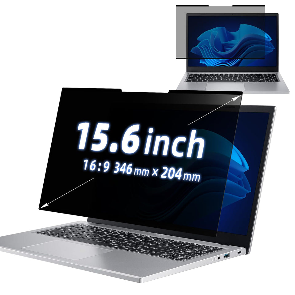 MokaZii front view of 15.6 inch privacy screen showing clear center visibility