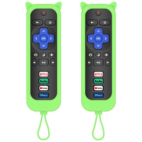 MOKEMAKE Onn Roku remote front view with glow cover for night visibility.