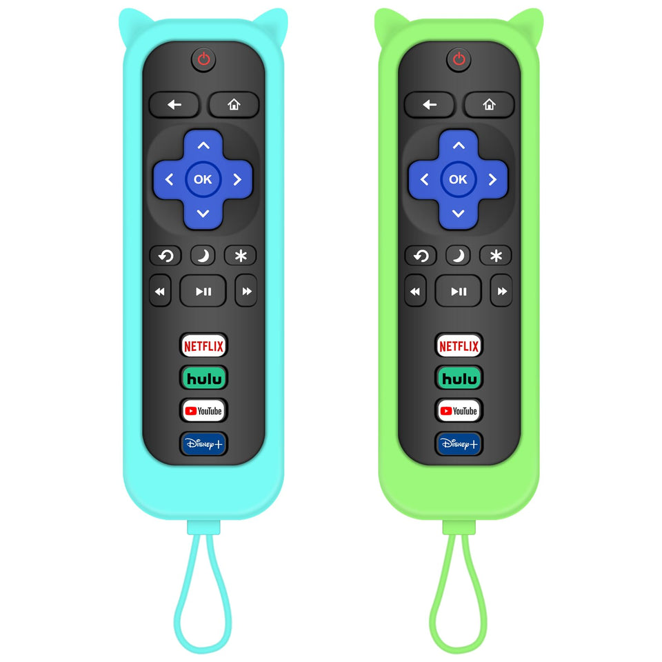 MOKEMAKE Roku remote in green glow cover for night visibility