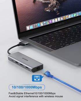 MOKiN connected workstation with laptop and peripherals for productivity benefit