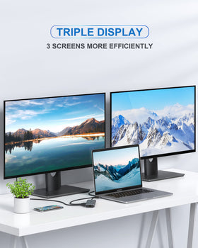 MOKiN dock with dual monitors connected showing increased screen space benefit