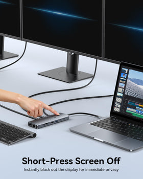 MOKiN connected to three monitors demonstrating multi-display productivity boost