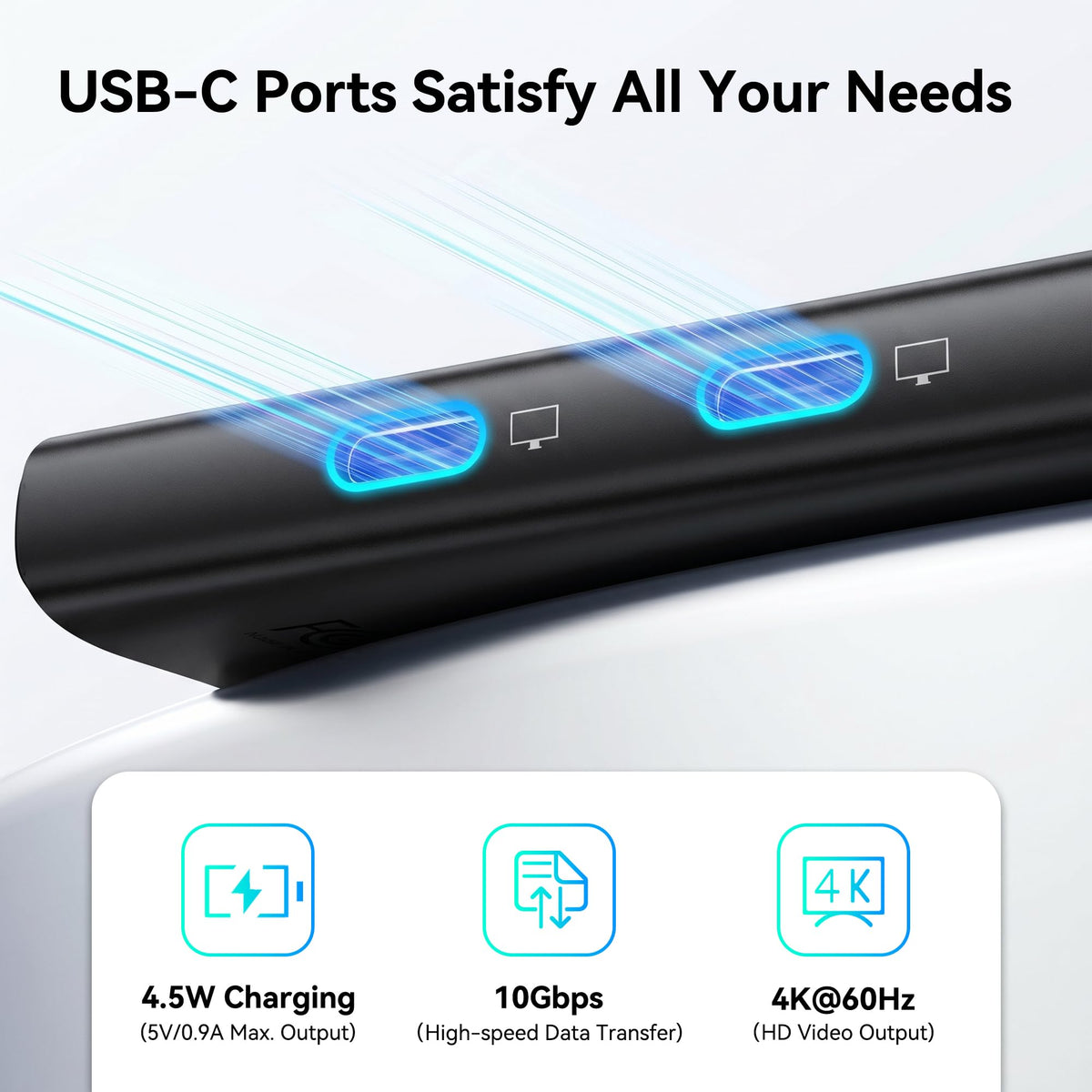 MOKiN hub held in hand showing compact portable size for travel convenience