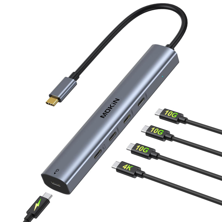 MOKiN hub front view showing ports and compact design for versatile connectivity