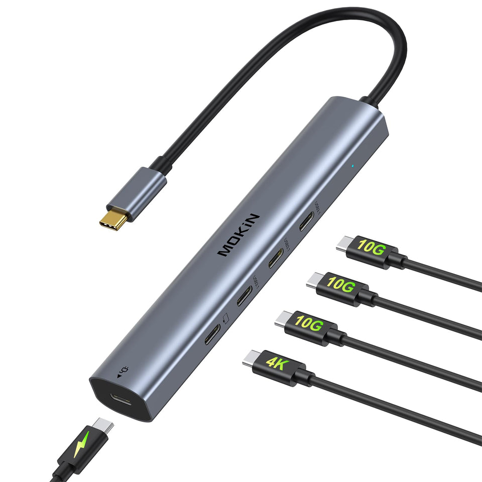 MOKiN hub front view showing ports and compact design for versatile connectivity