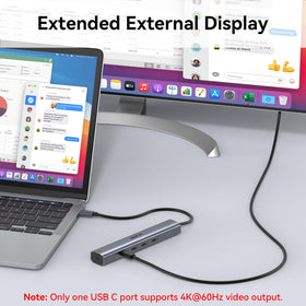 MOKiN hub with DisplayPort cable connected showing 4K@60Hz video output capability