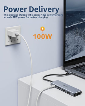 MOKiN USB-C PD connection image showing secure power delivery and simultaneous charging