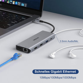 MOKiN PD port with power cable connected showing fast laptop charging support