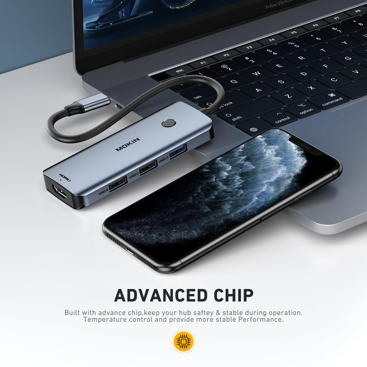 MOKiN textured aluminum finish giving durable premium look