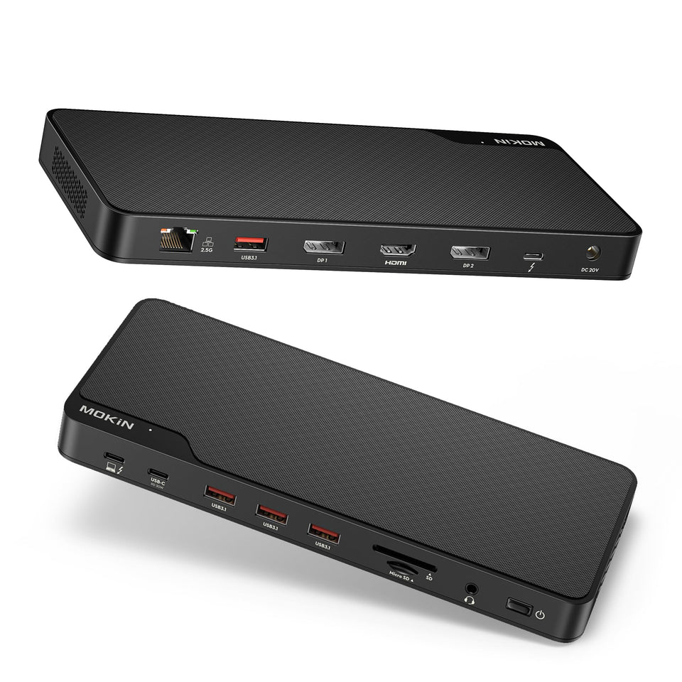 MOKiN Thunderbolt 4 Dock front view with 16 ports for versatile connectivity