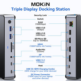 MOKiN docking with two HDMI and one DisplayPort enables crisp 4K visuals on Windows