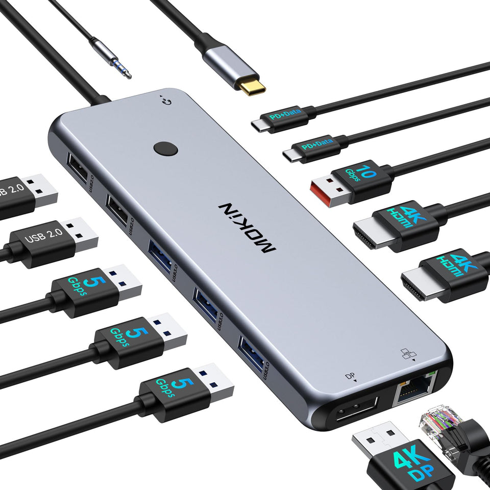 MOKiN USB-C docking station ports for all-in-one connectivity at home or travel