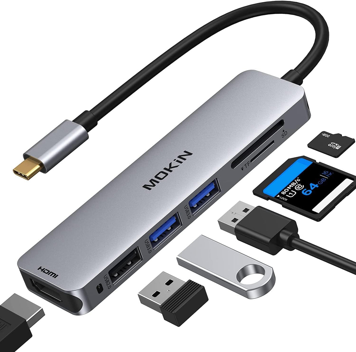 MOKiN USB-C HDMI 6-in-1 adapter enables 4K@60Hz display and easy peripheral connections on MacBook Pro