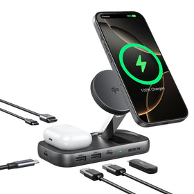 MOKiN wireless charging stand with 15W Qi2 for quick desk charging