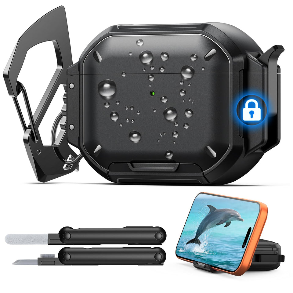 MoKo AirPods Pro 3 case with secure-lock for safe transport and quick access.