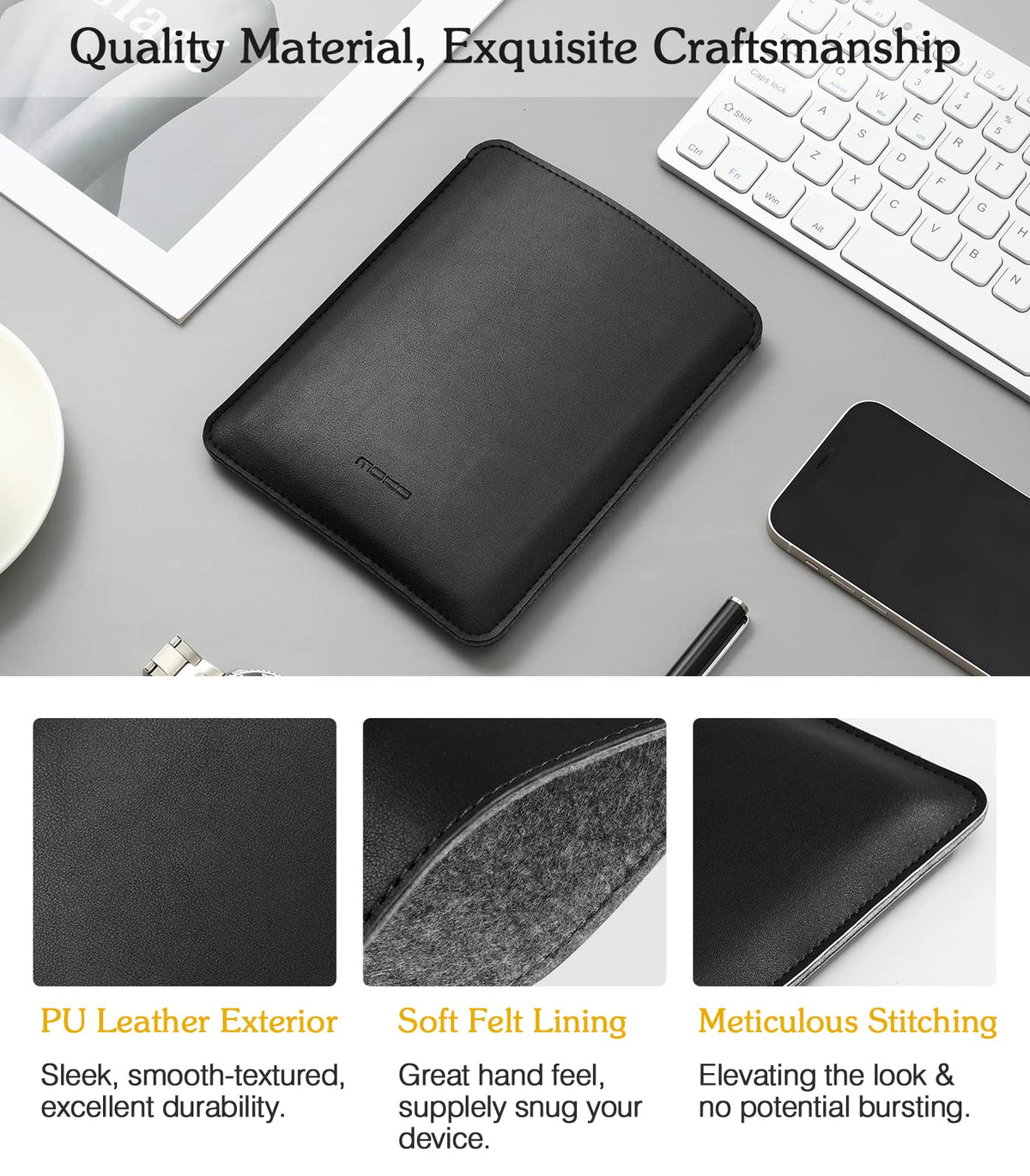 Soft interior padding guards the Kindle against drops during daily commuting.