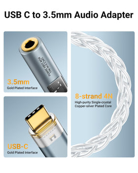 MoKo USB-C to 3.5mm adapter inline controls for calls and music management.