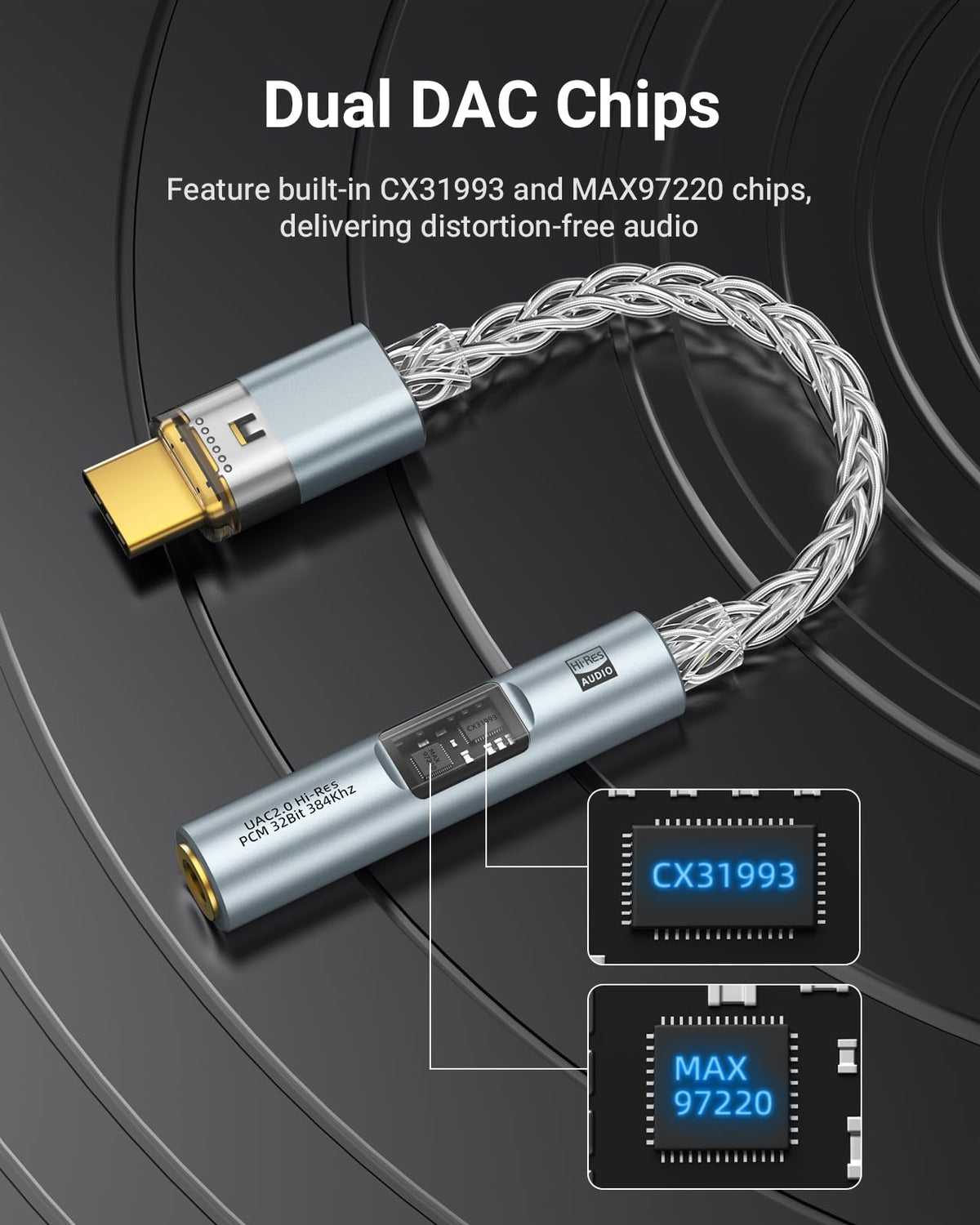 MoKo USB-C to 3.5mm adapter side ports showcasing broad device compatibility.