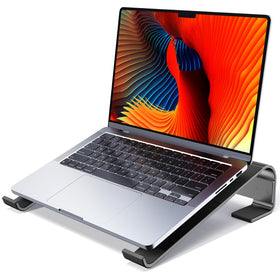 MOKURU front view of laptop riser showing stable ergonomic lift and angle