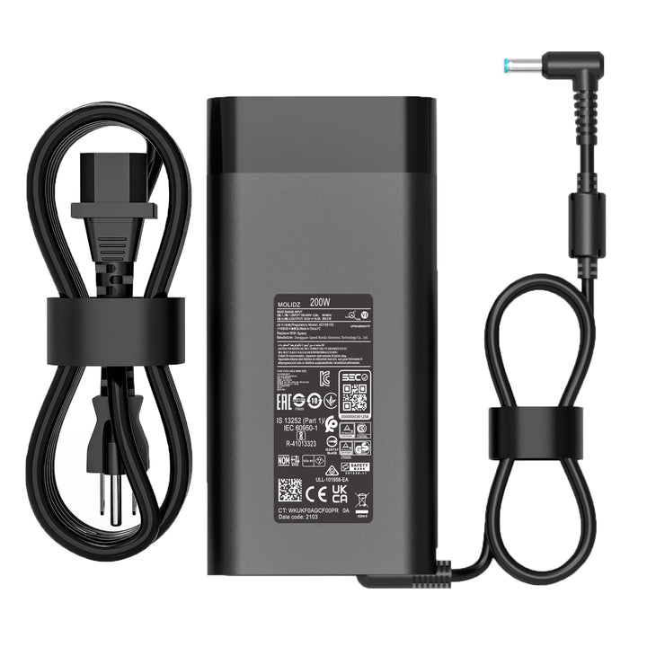 MOLIDZ front view of adapter showing label and compact design for reliable charging