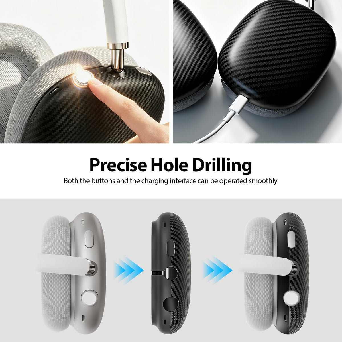MOLOPPO precise cutouts for AirPods Max controls and charging