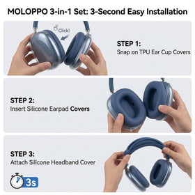 MOLOPPO silicone earpad covers in sky blue safeguard cushions during workouts