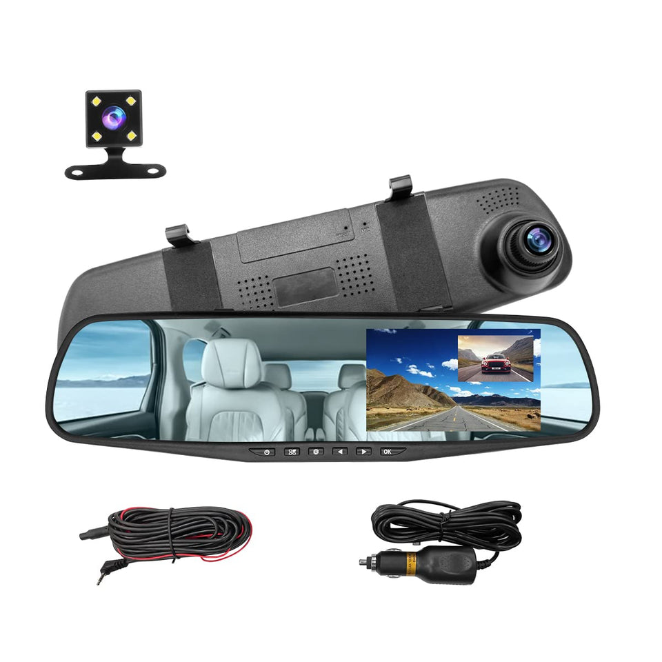 Moly Magnolia Mirror Dash Cam front camera captures 1080P wide view for safer driving.