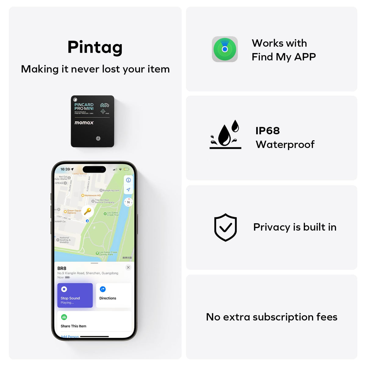 MOMAX Wallet Tracker Card ultra-lightweight for daily carry.