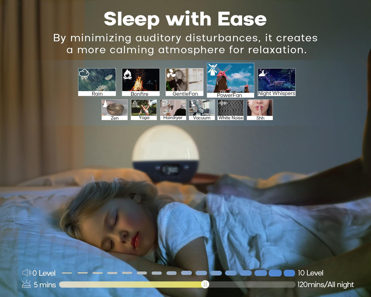 MOMILLA on nightstand in bedroom to create calm sleep environment