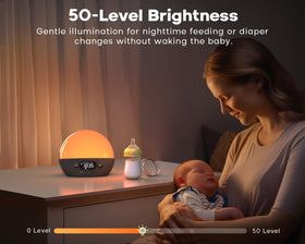 MOMILLA next to a smartphone to show compact size and bedside fit
