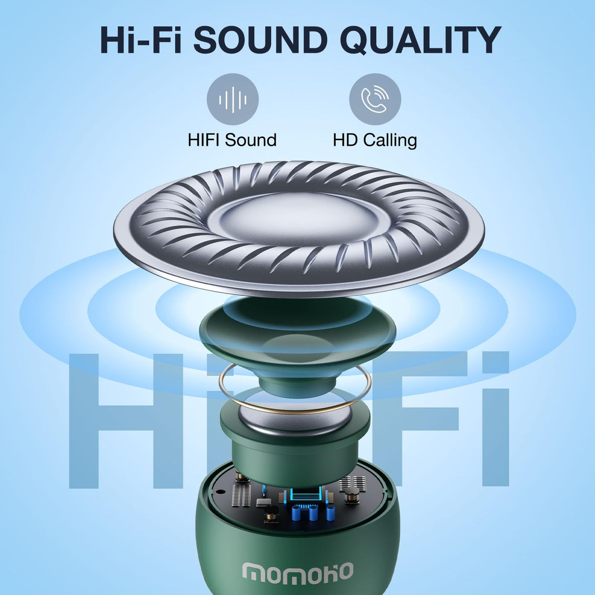 Built-in mic on MOMOHO tiny speaker supports hands-free calls.