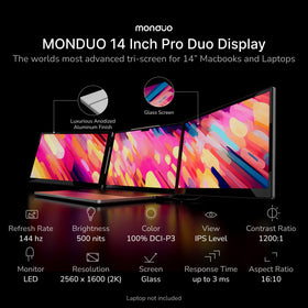 Monduo compatibility view highlights broad MacBook and PC connectivity options.