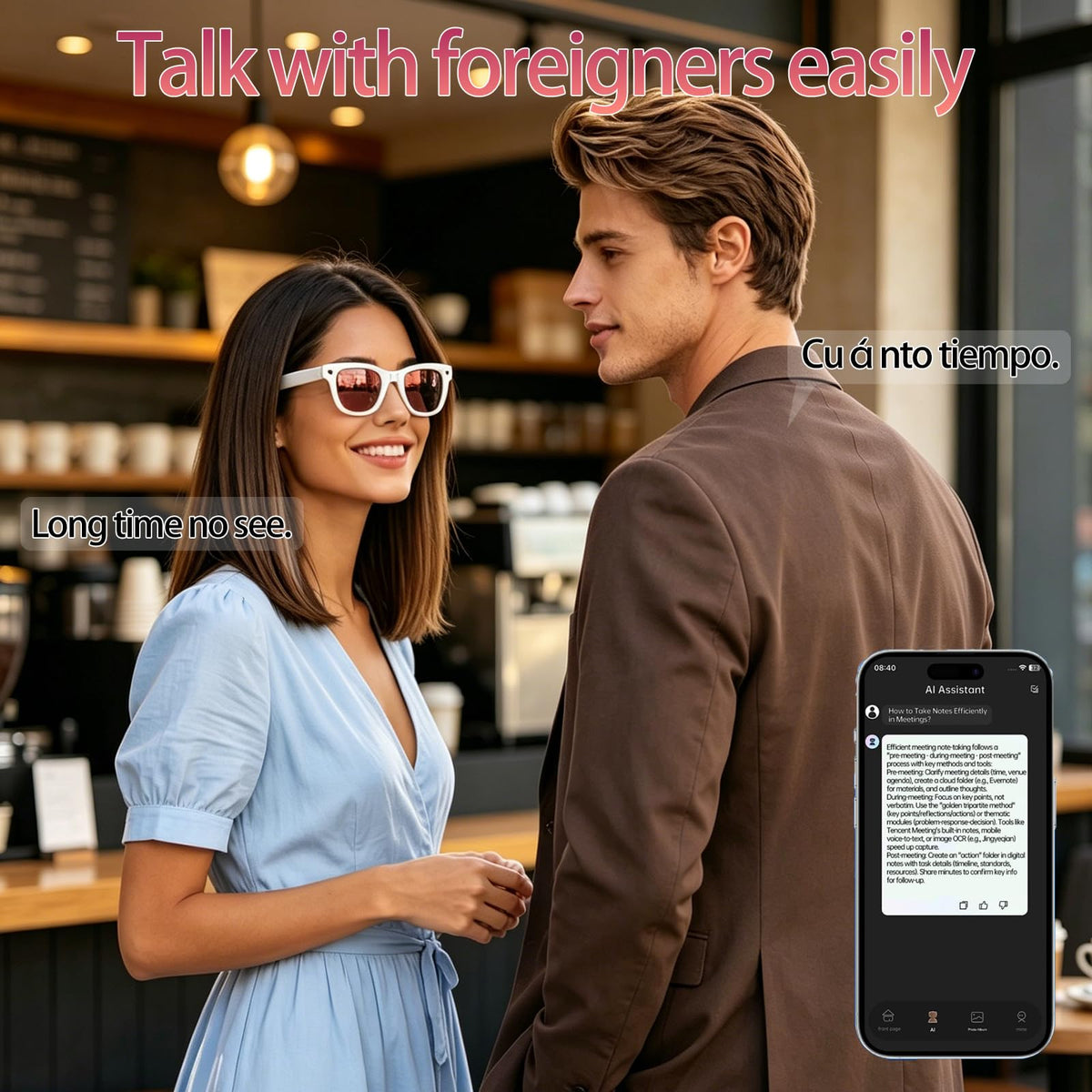 MONFOLROY worn outdoors on traveler demonstrating real-time translation