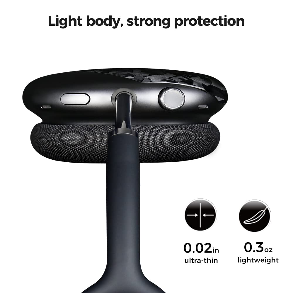MONOCARBON AirPods Max case close-up weave reveals real carbon fiber texture.