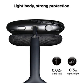 MONOCARBON AirPods Max case close-up weave reveals real carbon fiber texture.
