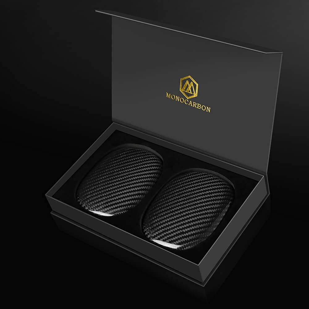 MONOCARBON luxury gift packaging for AirPods Max case.