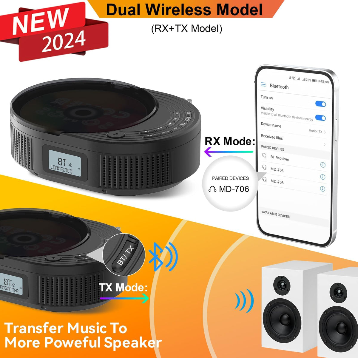 MONODEAL top CD tray open demonstrating disc playback convenience and compatibility
