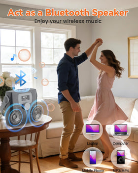 MONODEAL built-in 2000mAh battery for extended portable listening.