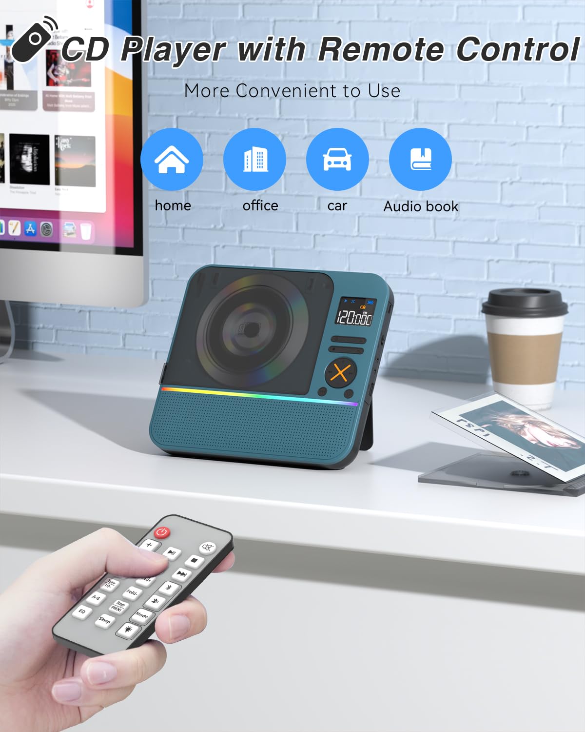 Supports CD, MP3 and WMA formats for flexible playback.