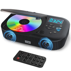 MONODEAL portable CD player front view with dual speakers delivering rich sound.