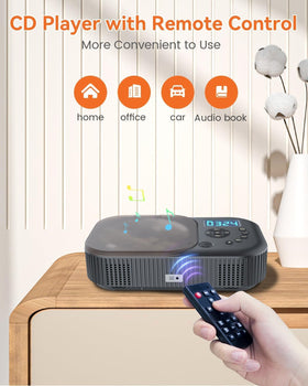 MONODEAL portable CD player placed in a cozy living room for home listening.