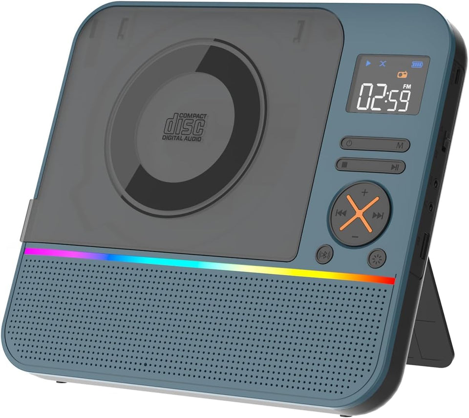MONODEAL CD player with RGB light pulses for ambient mood.