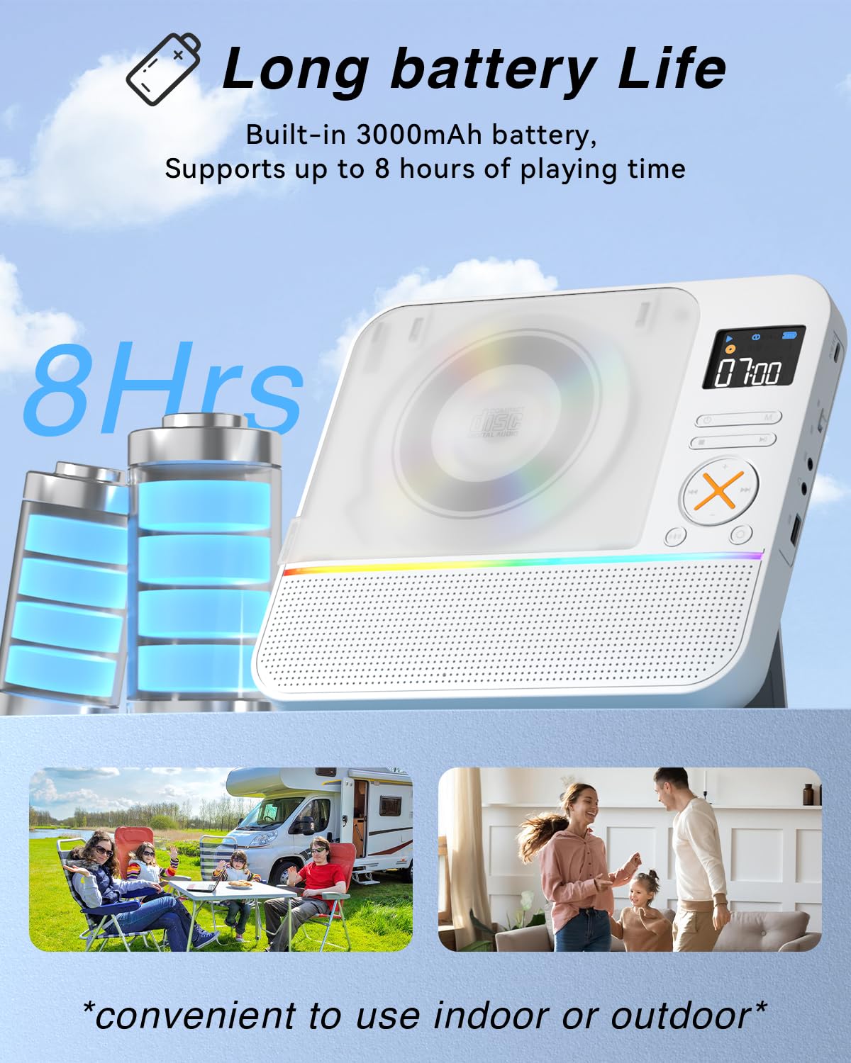 MONODEAL CD Player sleep timer helps you wind down with tunes.
