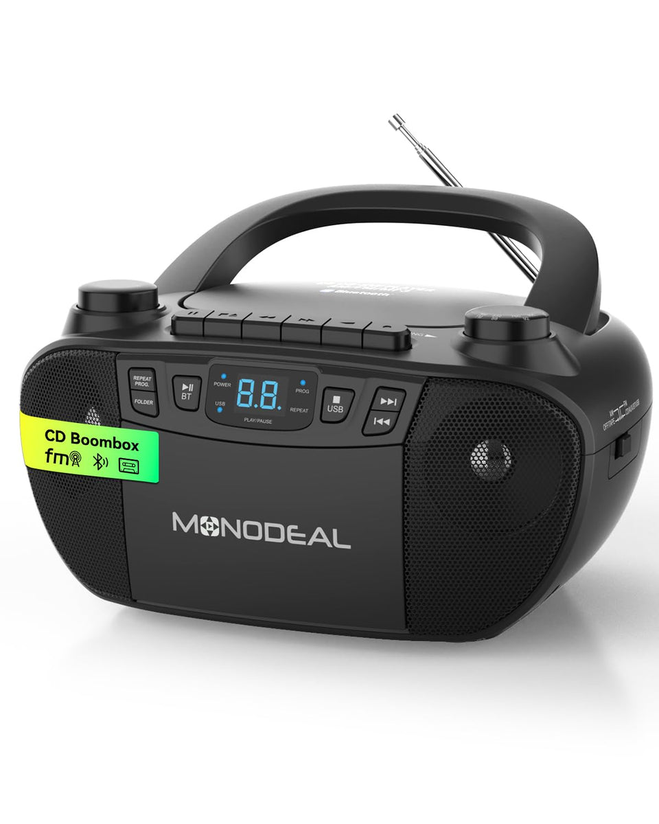 MONODEAL front view showing speakers and controls for easy playback
