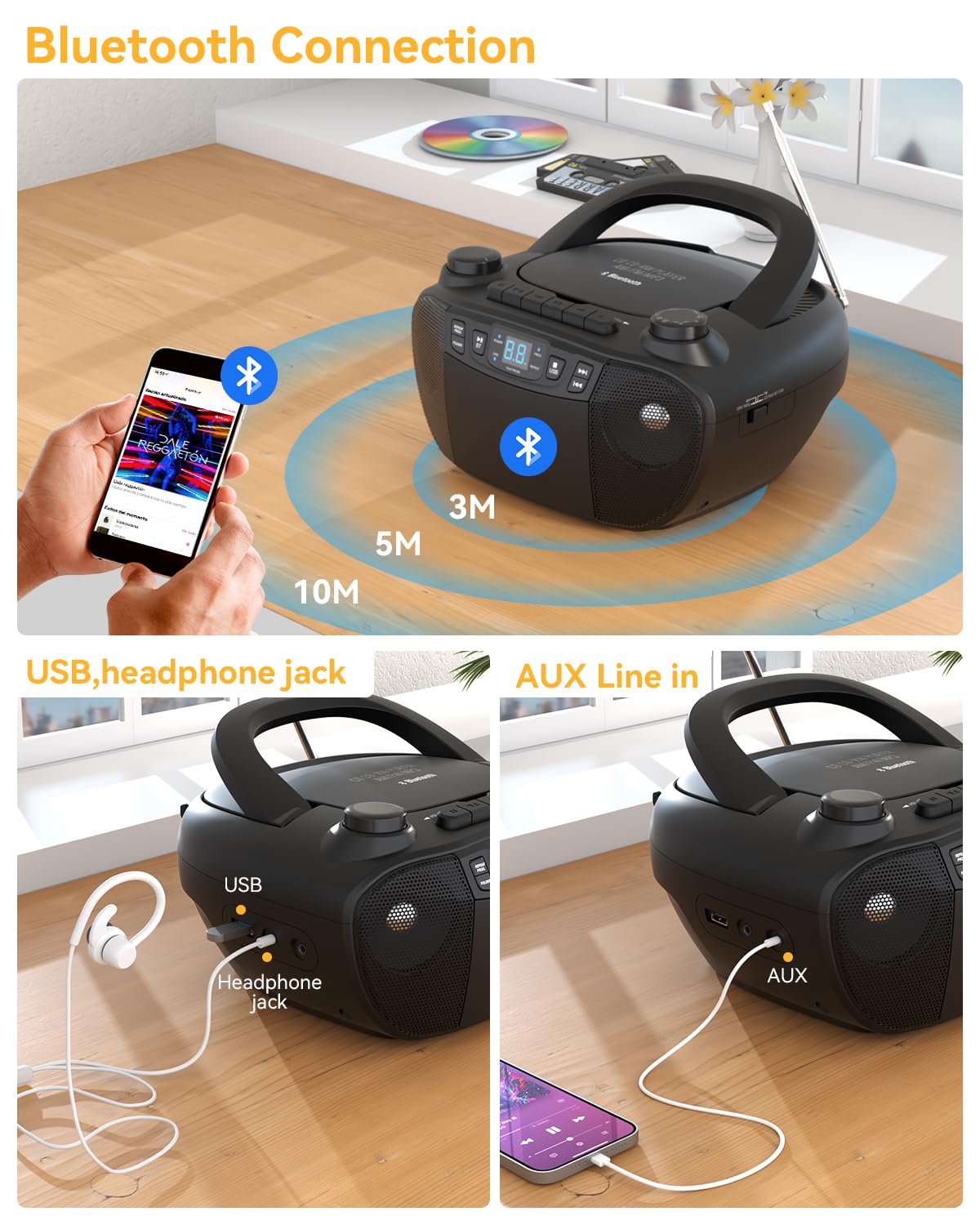 MONODEAL in use with headphones highlighting private listening convenience
