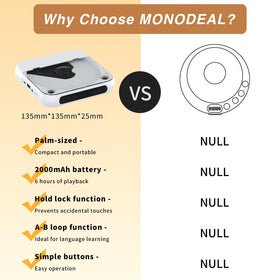 MONODEAL connected to AUX cable showing simple car stereo hookup