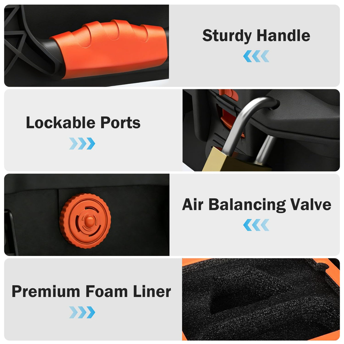 MONOJOY case placed on rocky ground showing outdoor durability and weather protection