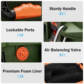 MONOJOY secure latches and anti-slip handle for easy transport