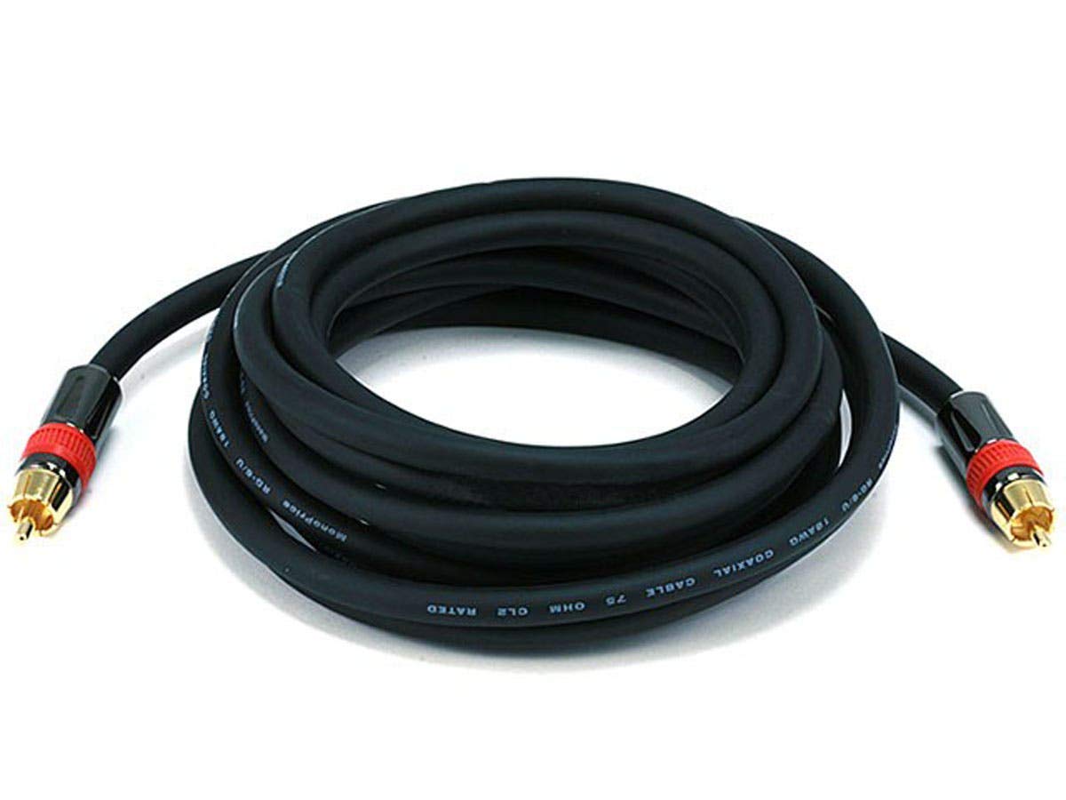 Monoprice 102682 RG6 cable with gold-plated RCA connectors for high-fidelity digital audio
